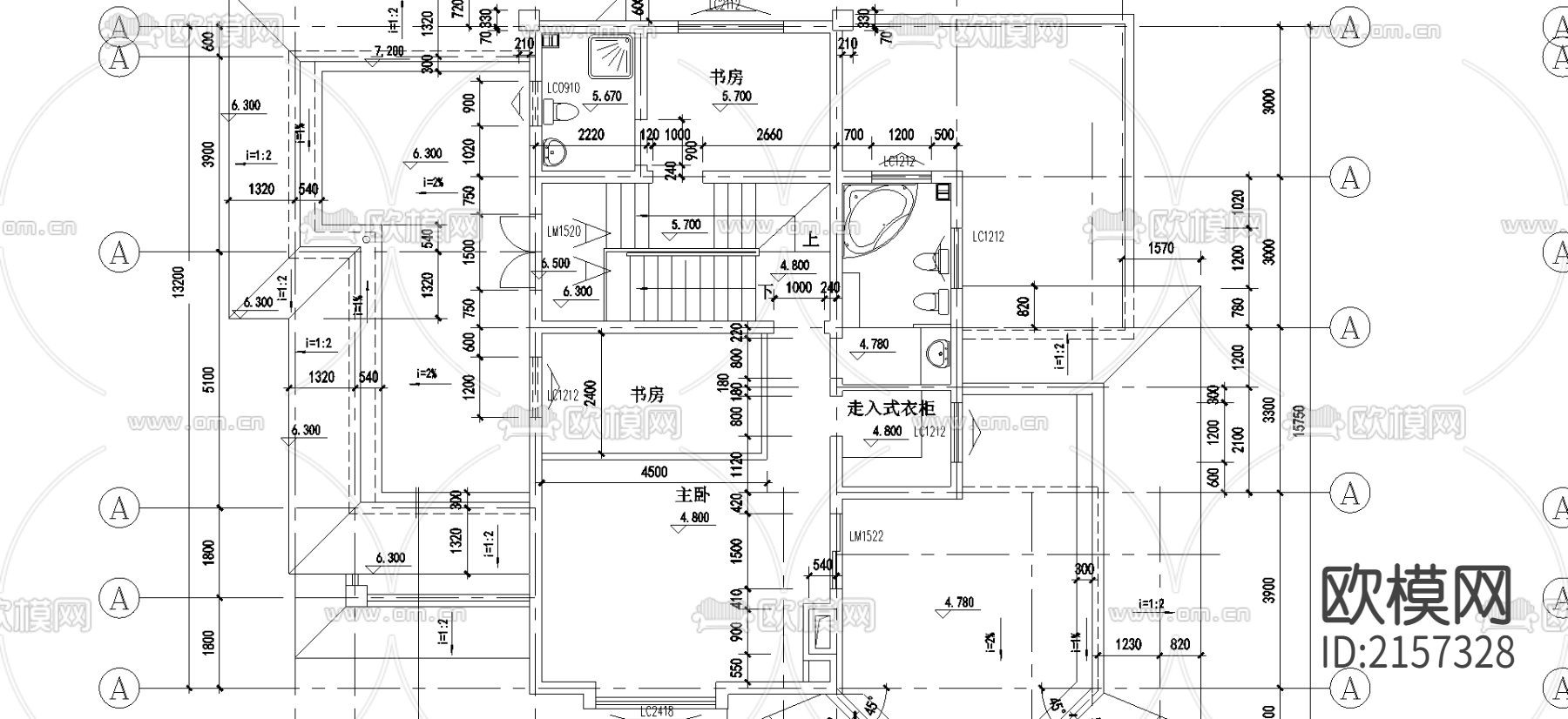 别墅cad施工图下载（渲染图1）