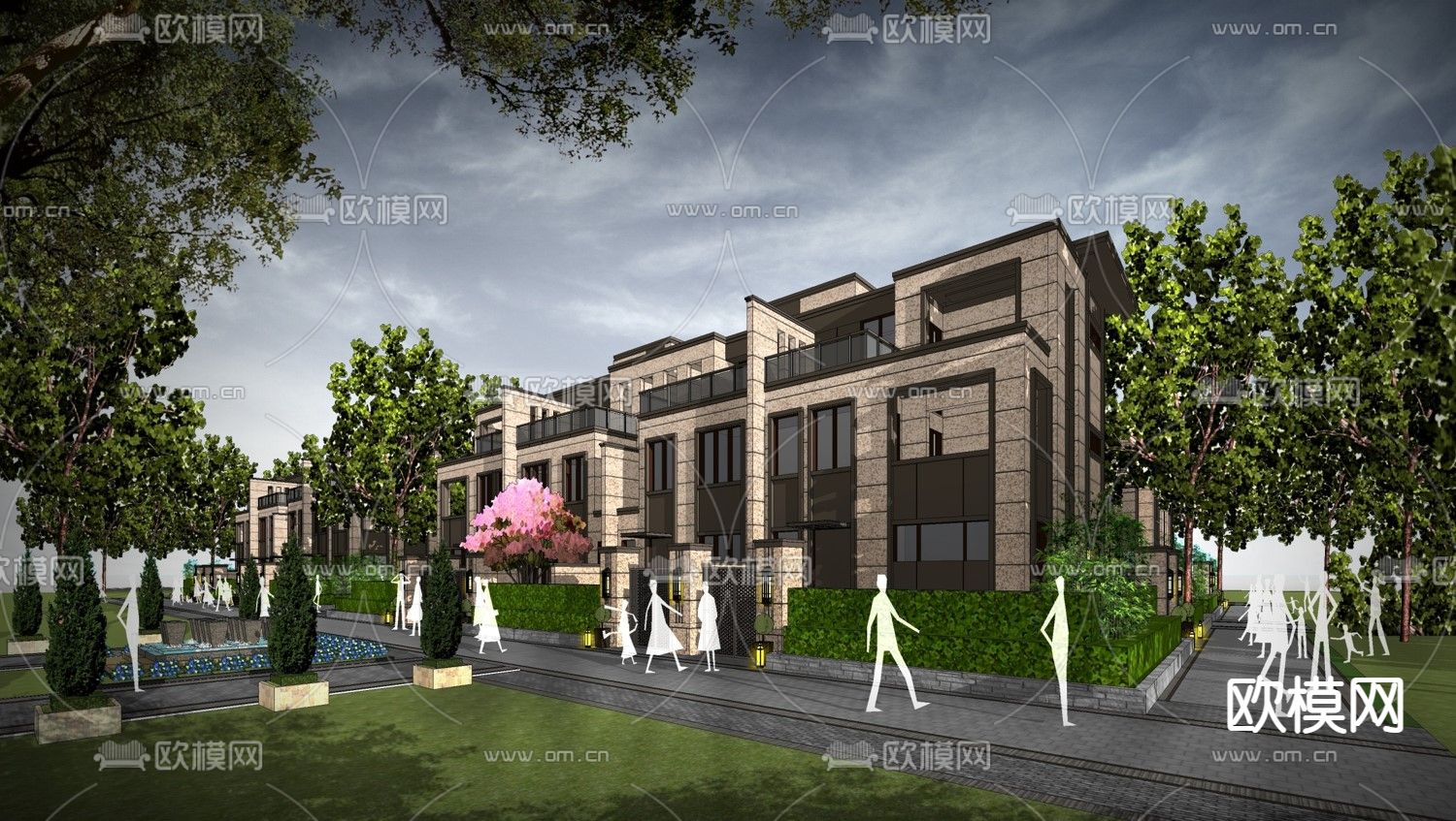 新古典联排别墅外观su模型