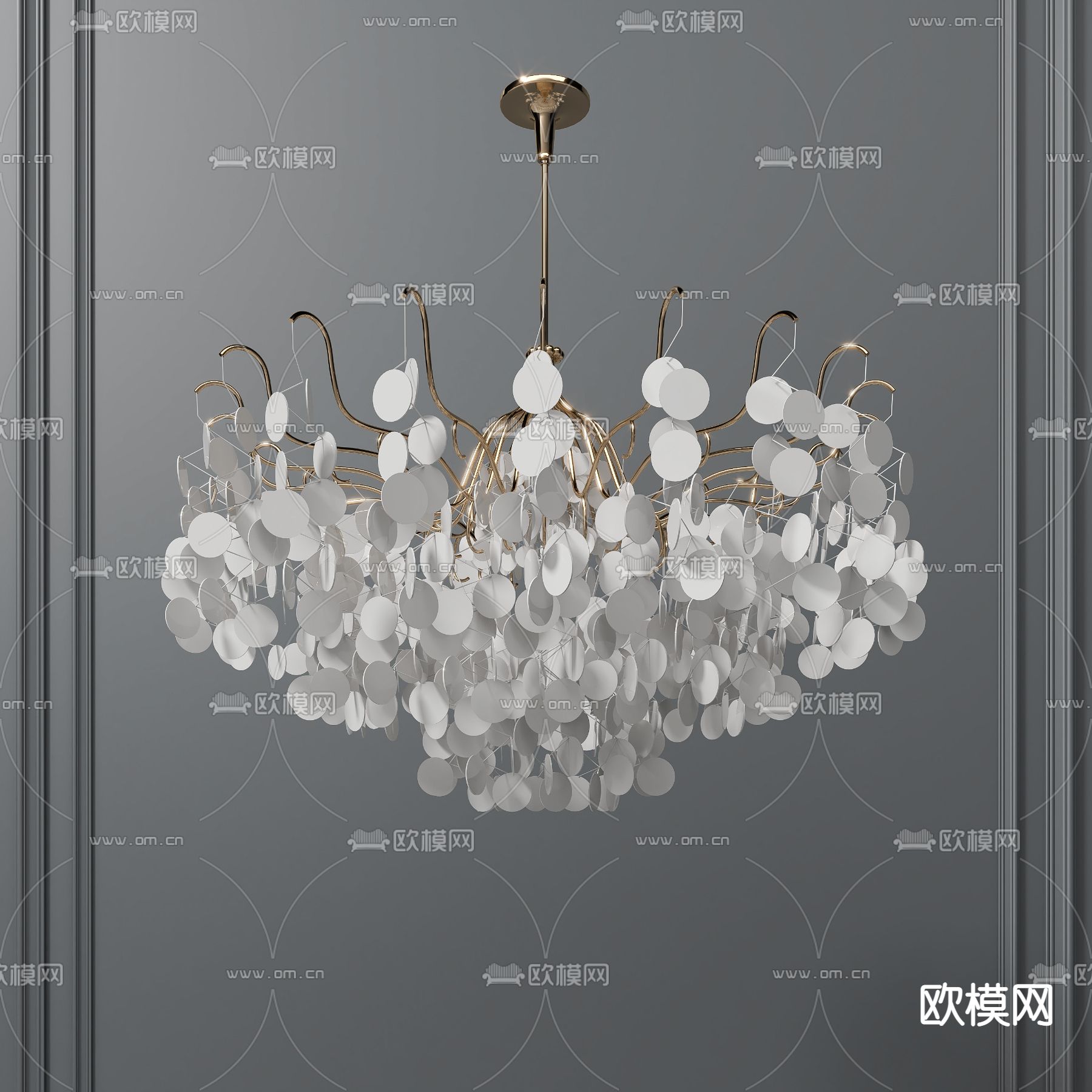 现代轻奢吊灯su模型下载（渲染图1）