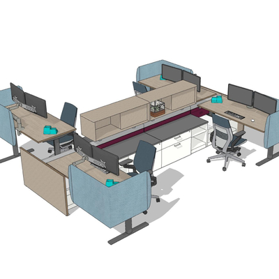  现代屏风卡位su模型 