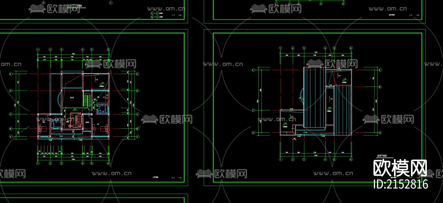 两个别墅初步设计cad施工图下载（渲染图1）