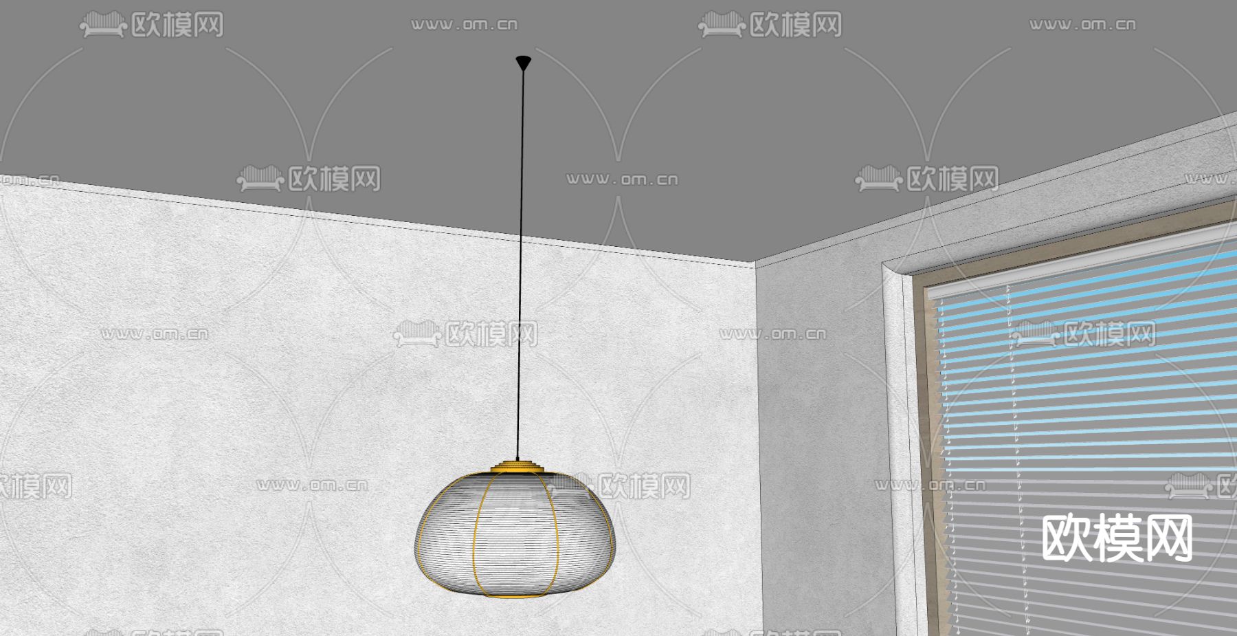 日式简约吊灯su模型下载（渲染图2）