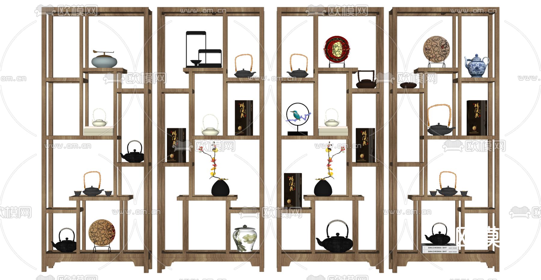 新中式博古架su模型下载（渲染图2）