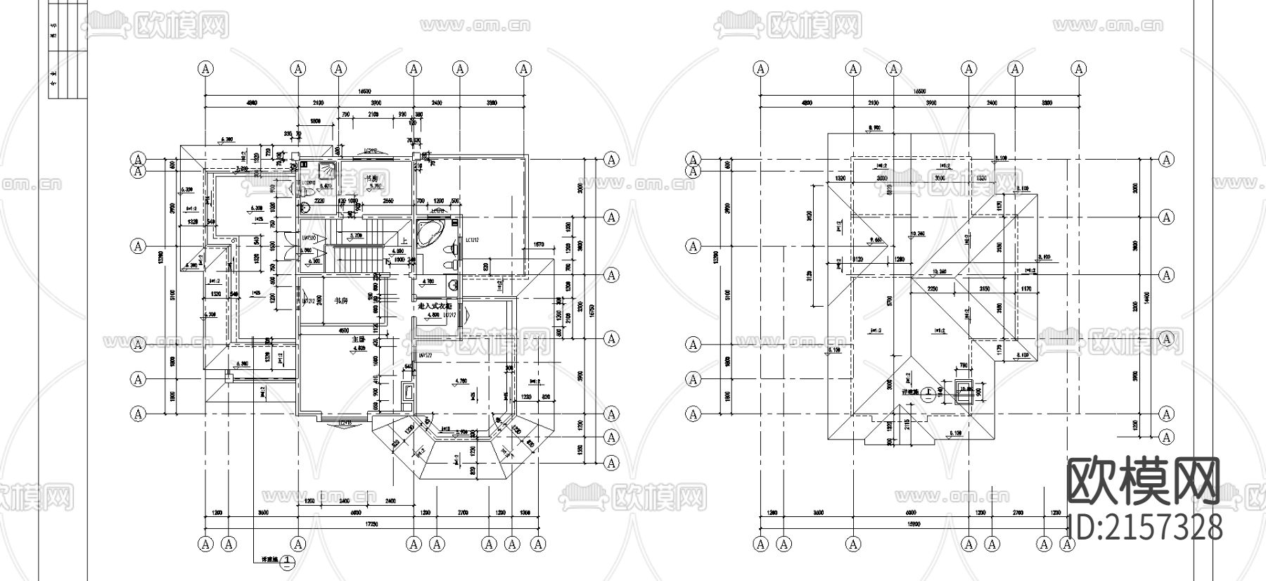 别墅cad施工图下载（渲染图2）
