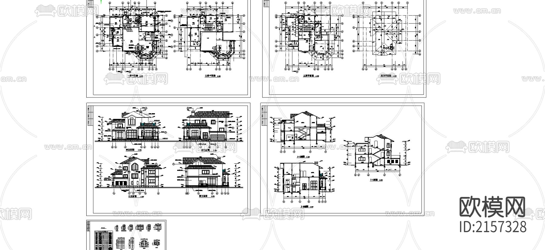 别墅cad施工图下载（渲染图5）