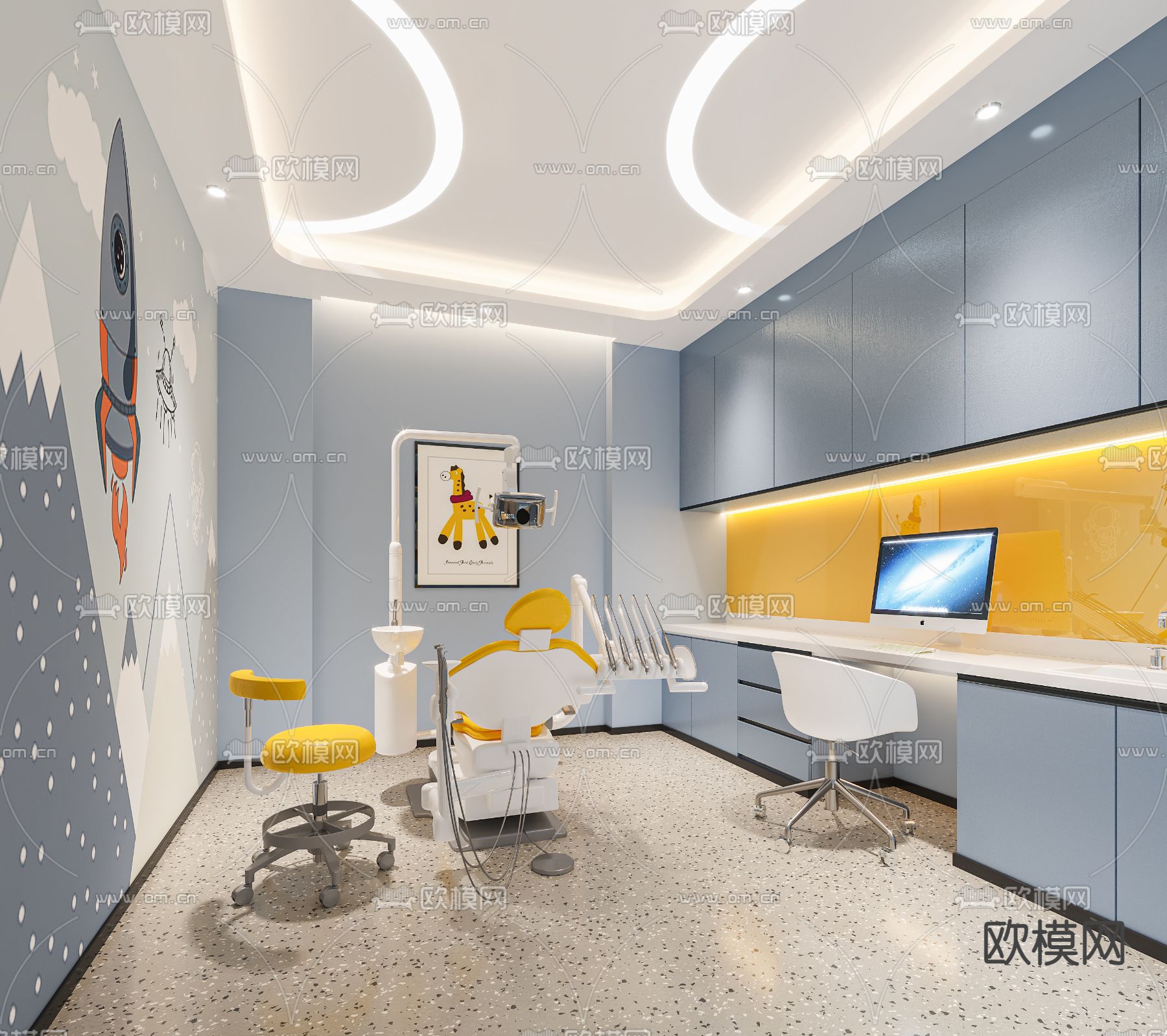 现代牙科诊室3d模型下载