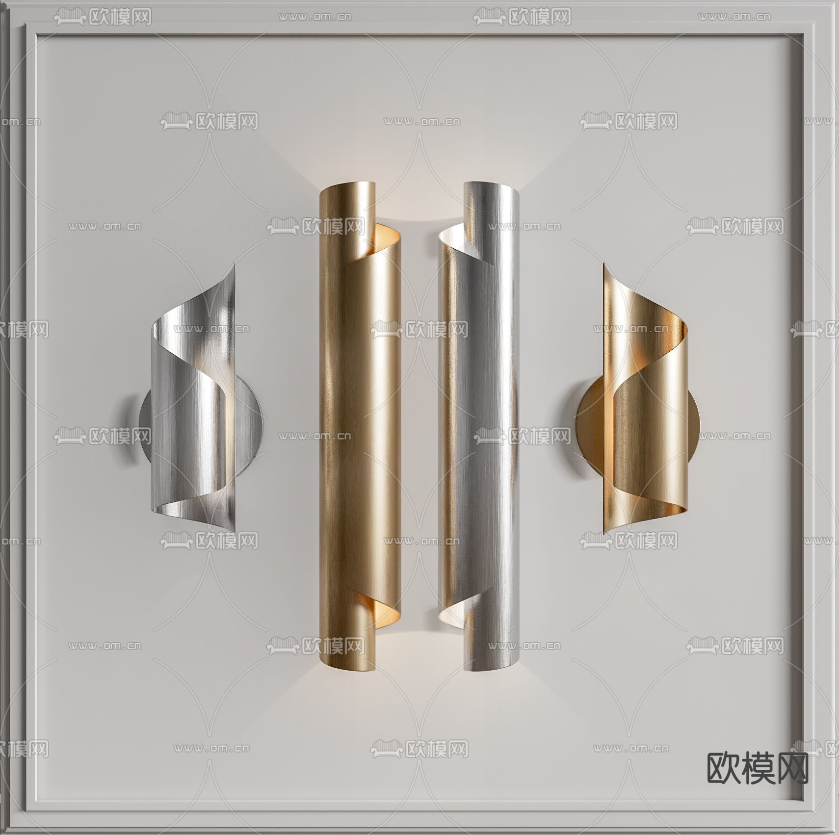 现代金属壁灯su模型下载（渲染图1）