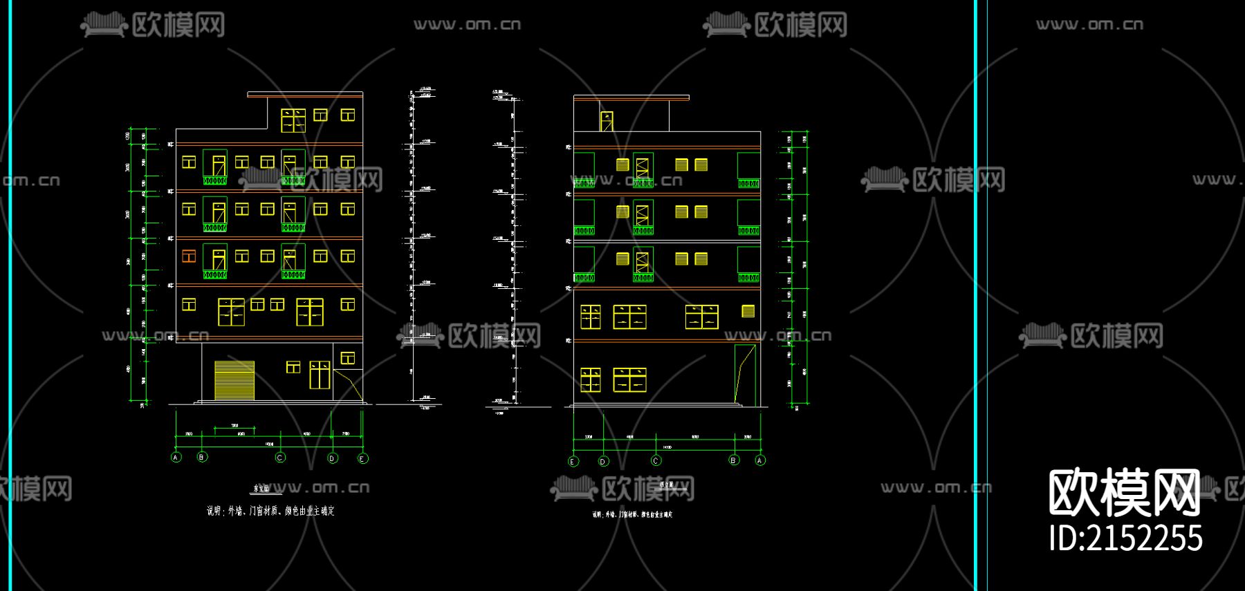 多层商住楼建筑cad施工图下载（渲染图3）