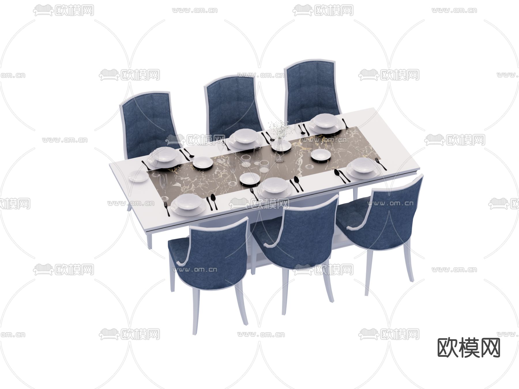 欧式餐桌椅su模型下载（渲染图1）