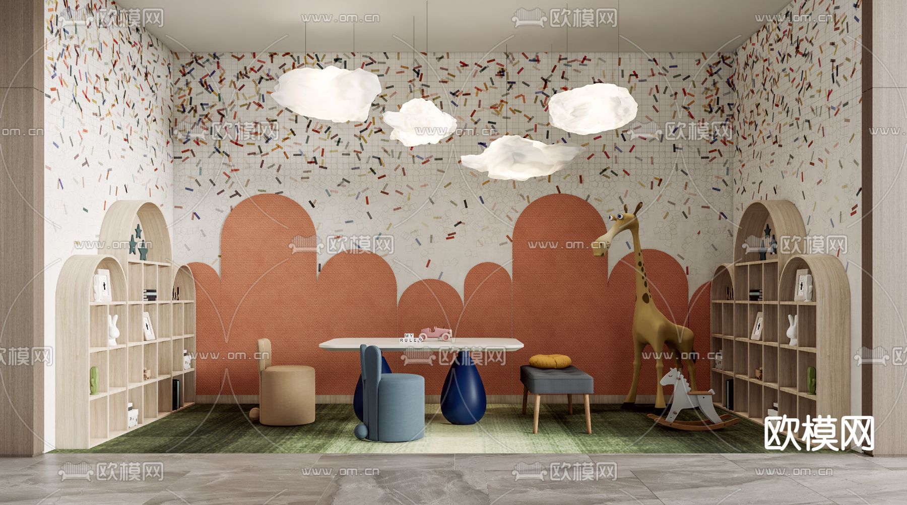 现代儿童娱乐活动区su模型下载（渲染图1）