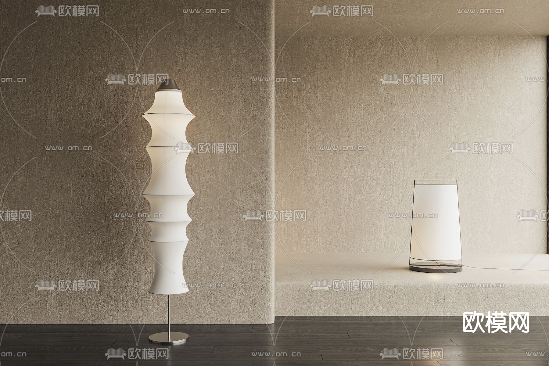 侘寂风落地灯3d模型下载
