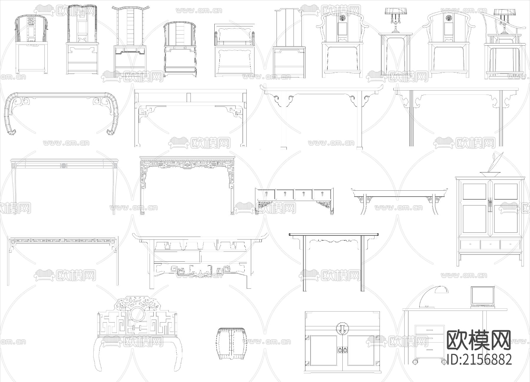 精选中式家具节点大全下载（渲染图4）