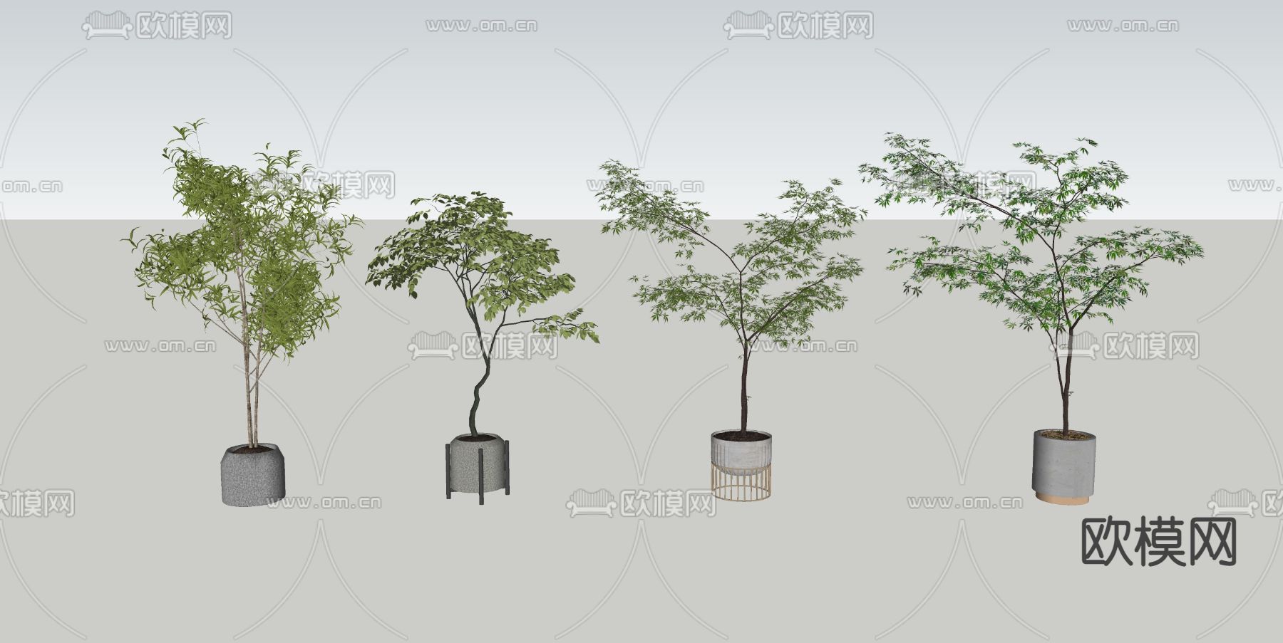 现代绿植盆栽su模型