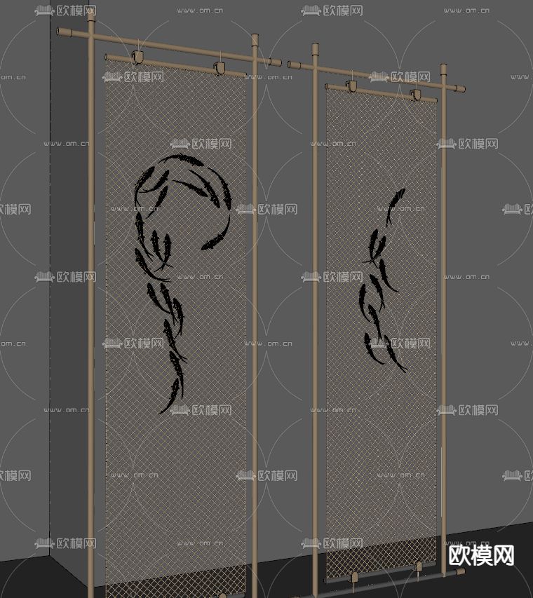 现代轻奢屏风隔断su模型下载（渲染图3）
