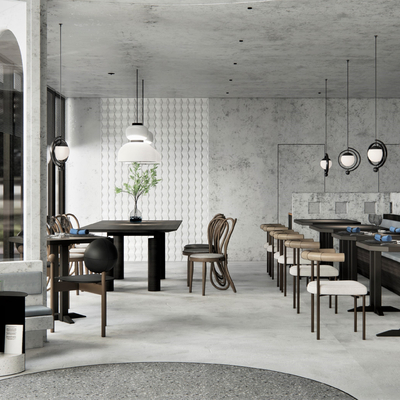  北欧西餐厅su模型 