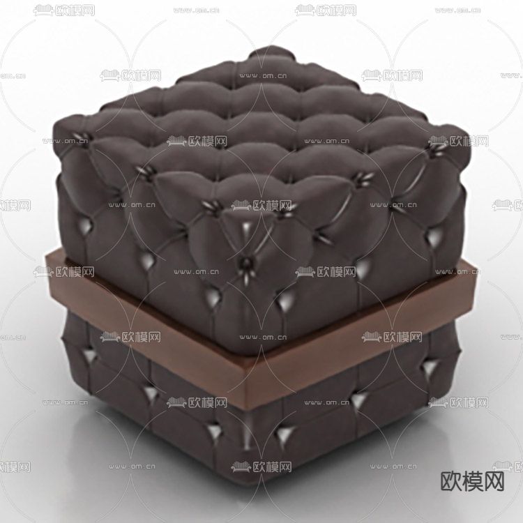 现代轻奢皮革实木沙发凳免费3d模型下载