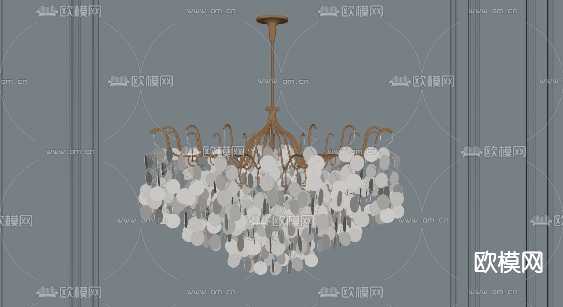现代轻奢吊灯su模型下载（渲染图2）