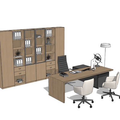  现代办公桌su模型 