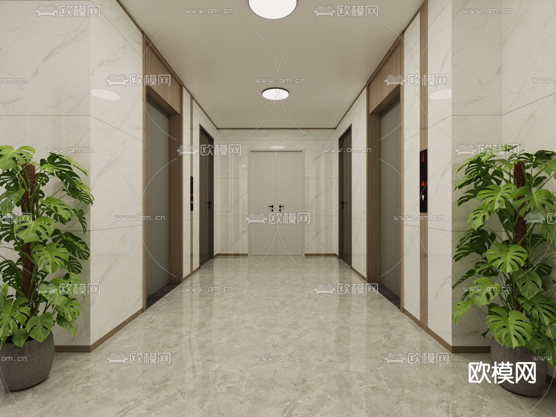 现代电梯间免费3d模型下载