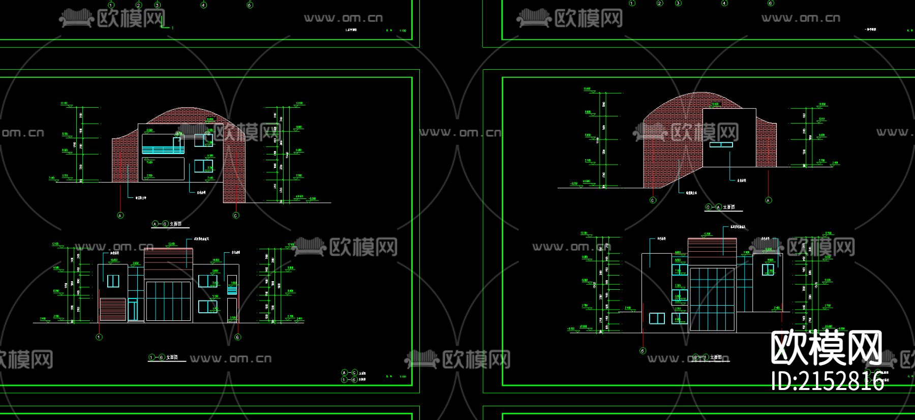 两个别墅初步设计cad施工图下载（渲染图3）