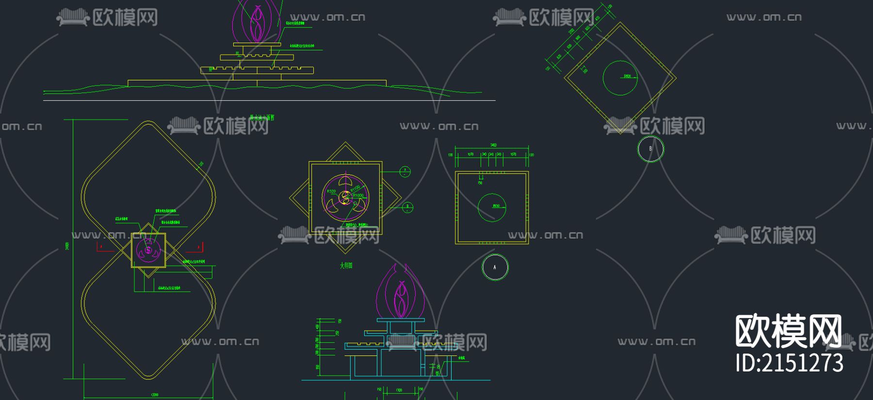 14-跌水池CAD施工图下载（渲染图2）