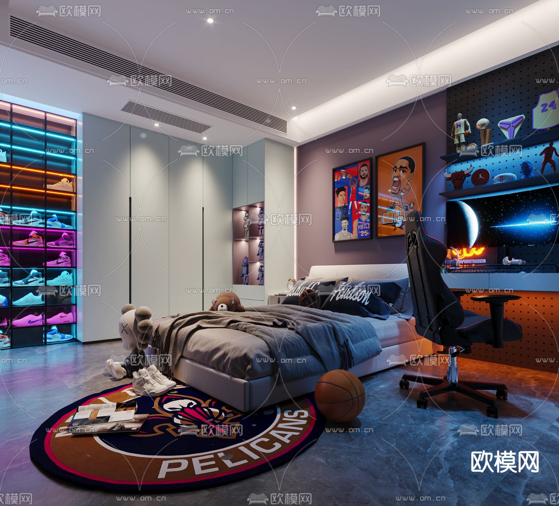 现代电竞房卧室3d模型下载id119889243dmax免费模型 欧模网 