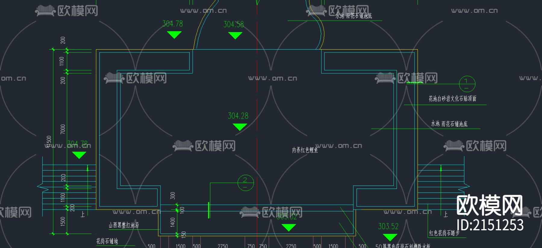 13-跌水池CAD施工图下载（渲染图2）