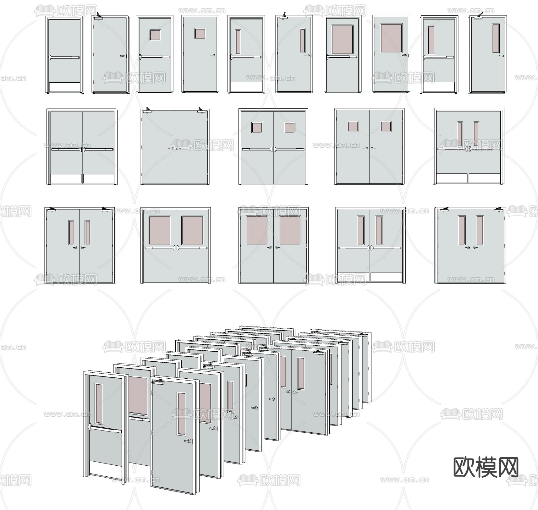 现代消防门防火门su模型下载（渲染图2）