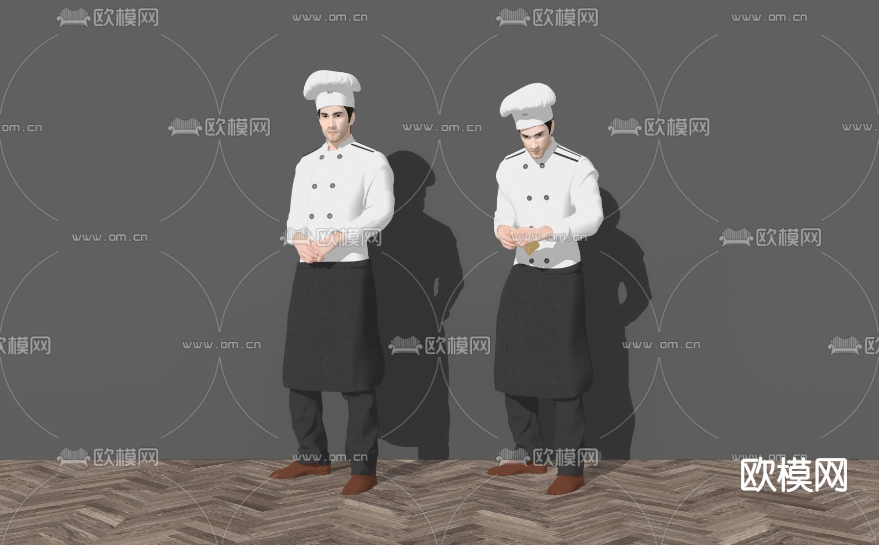 现代人物厨师su模型下载（渲染图2）