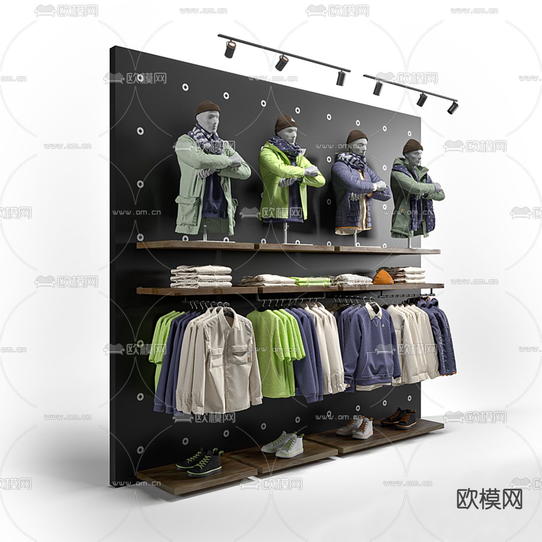现代男士服装店展架3d模型下载（渲染图3）