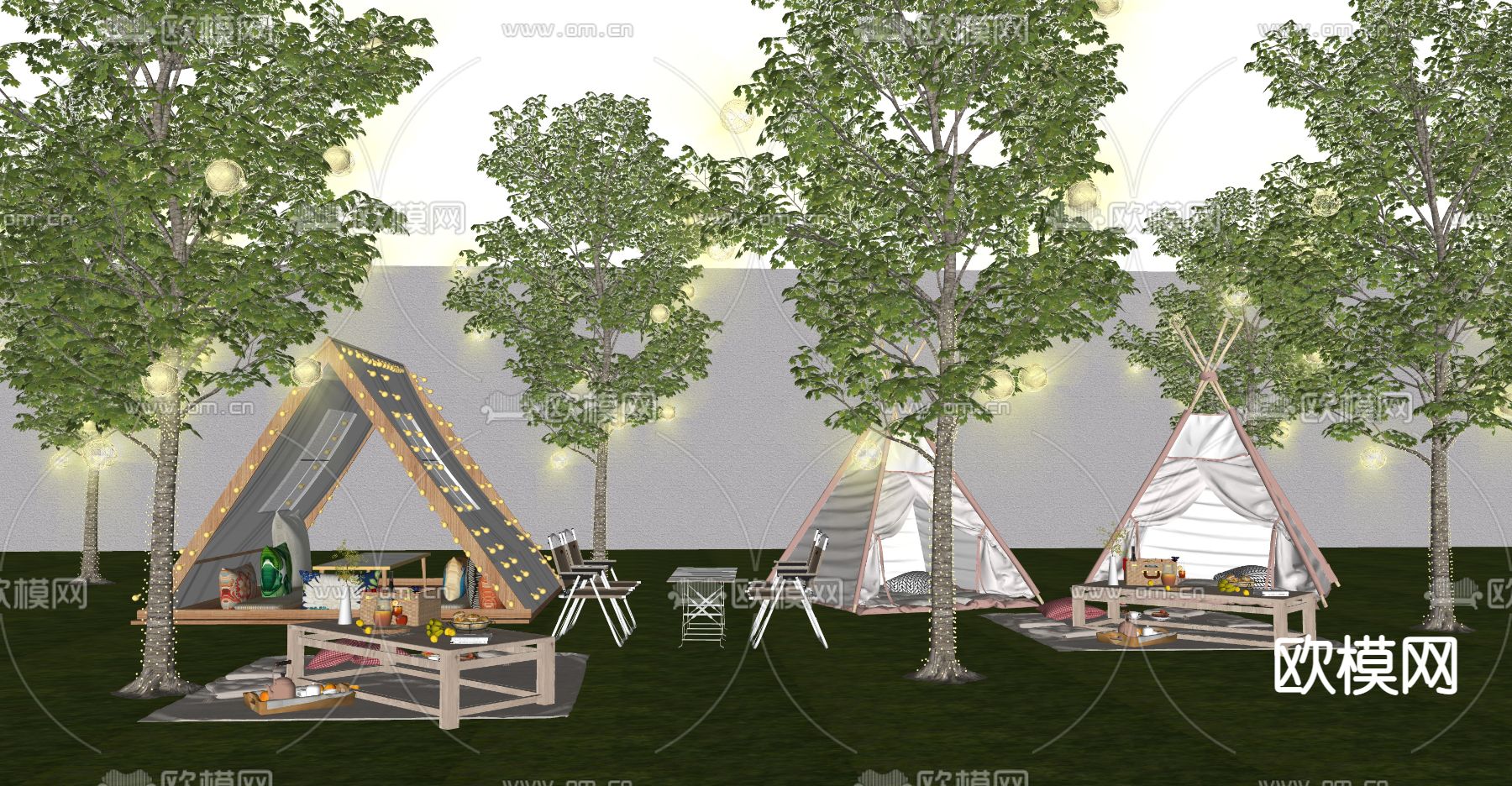 现代露营帐篷su模型下载（渲染图2）