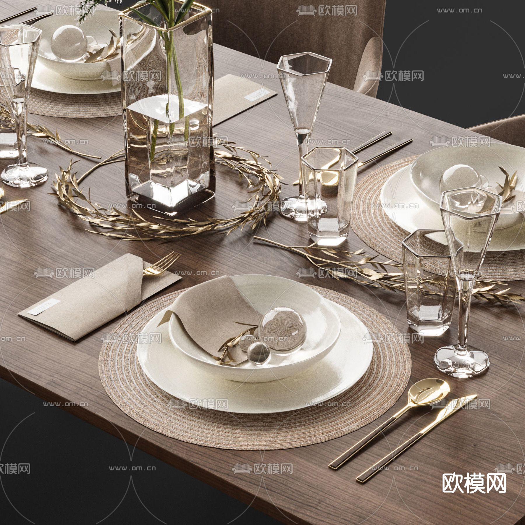 现代碗碟餐具3d模型下载