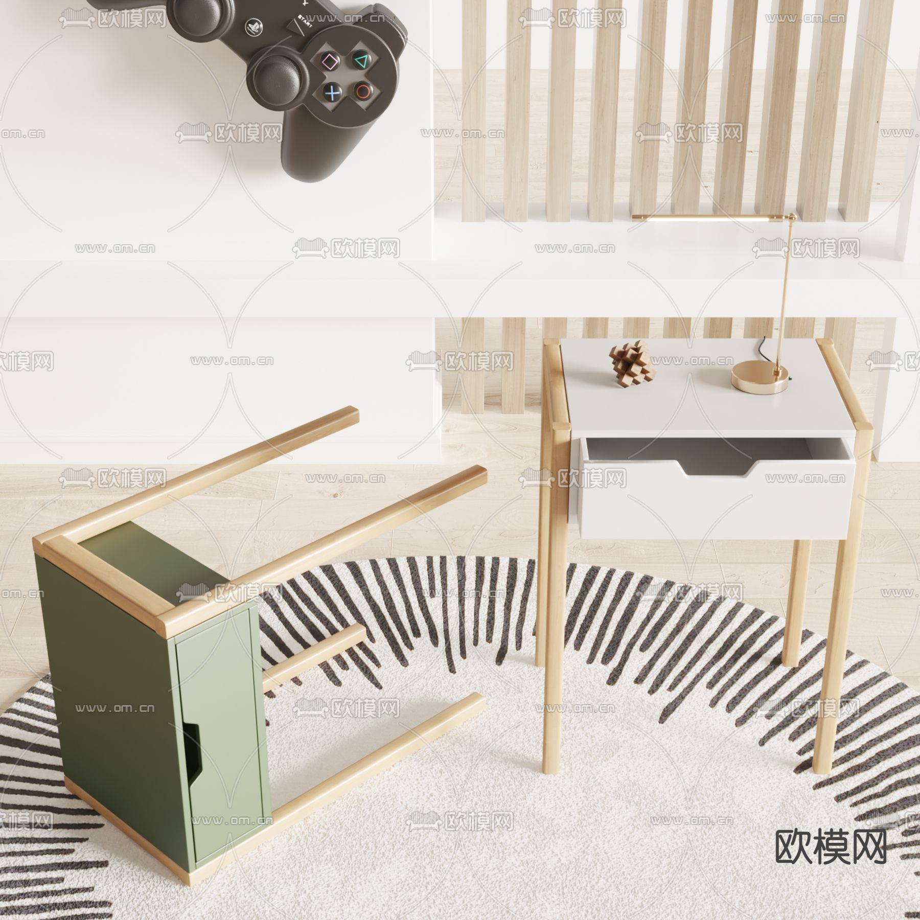 北欧床头柜3d模型下载