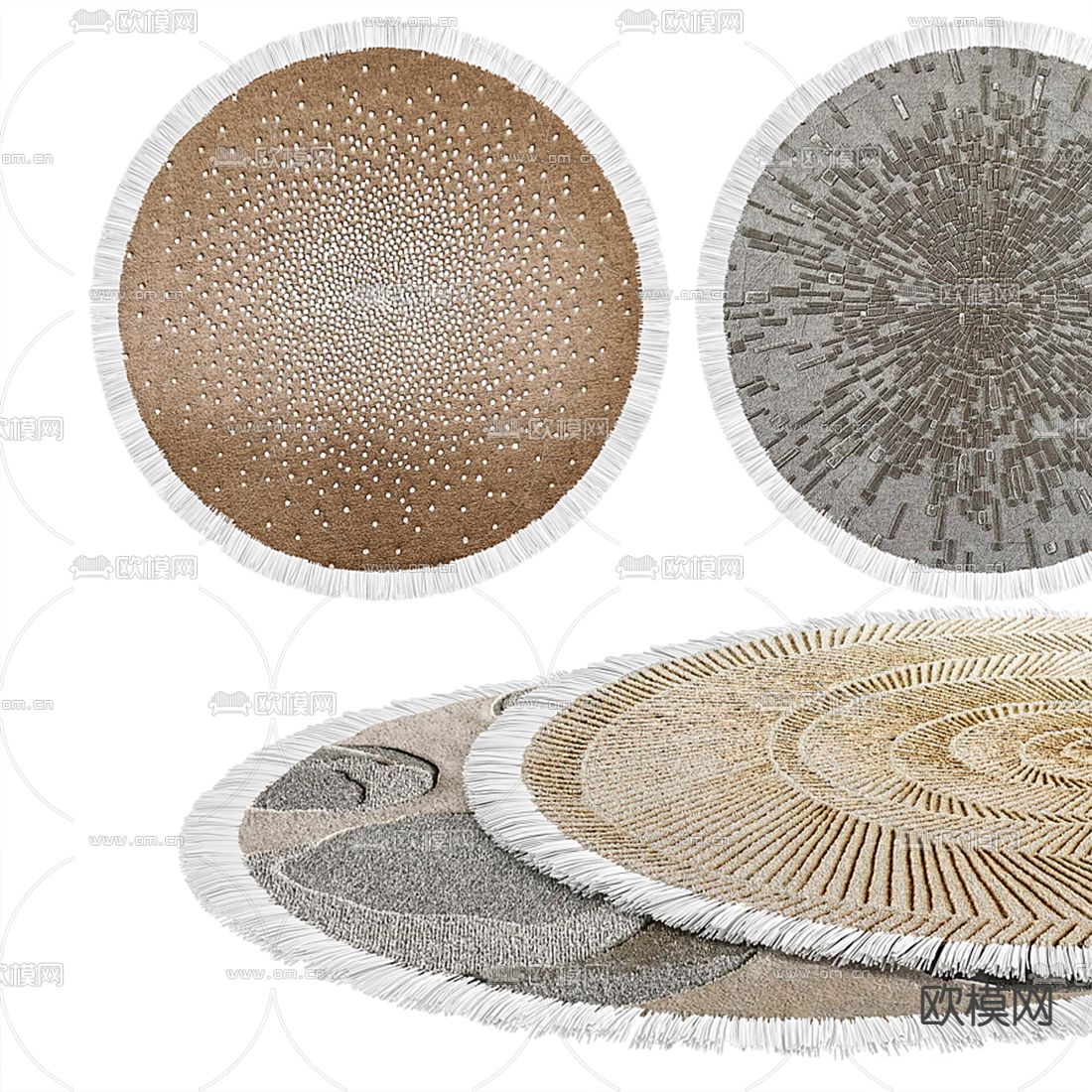 侘寂风圆形地毯3d模型下载（渲染图2）