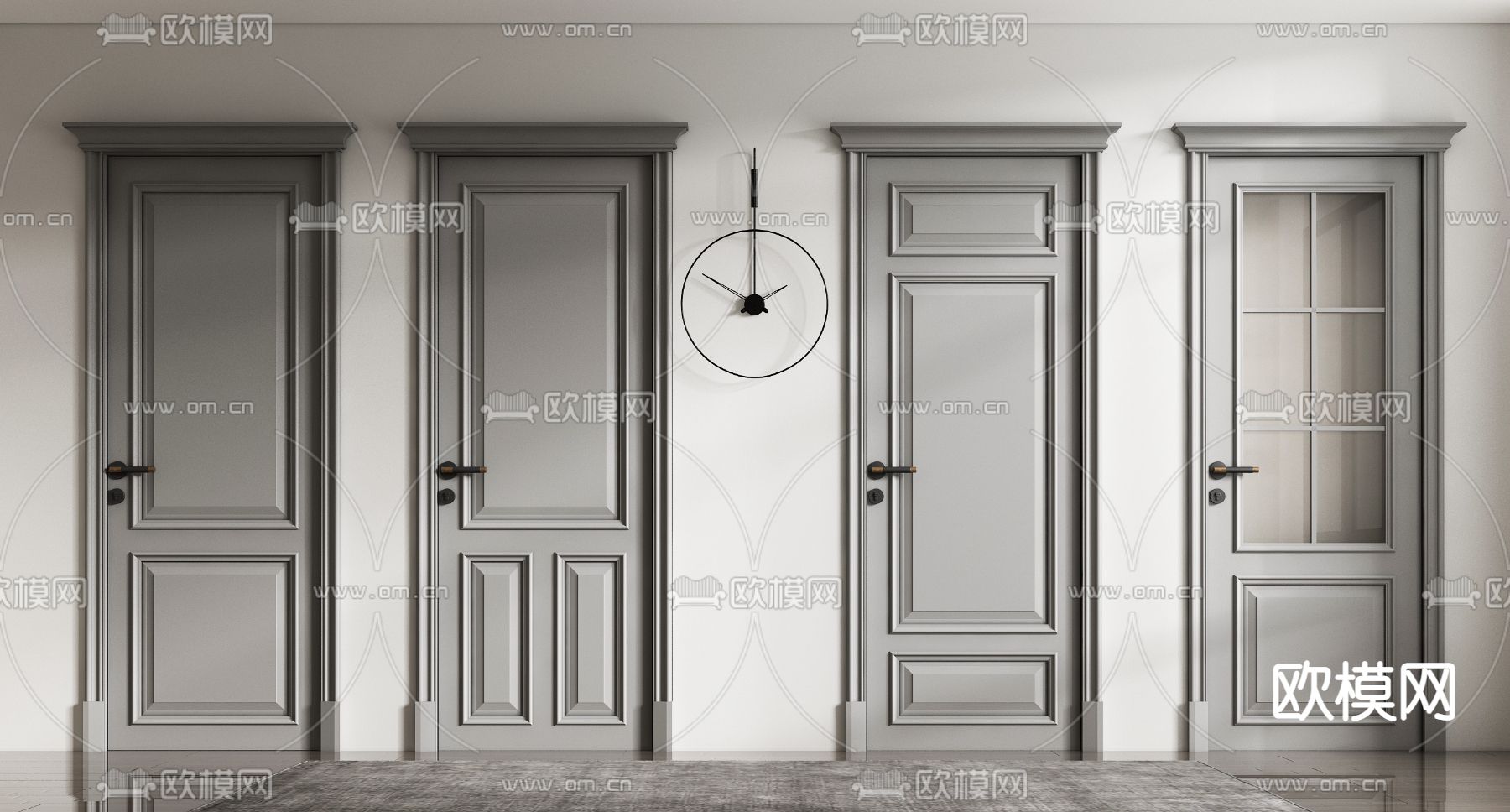 美式房门单开门3d模型下载