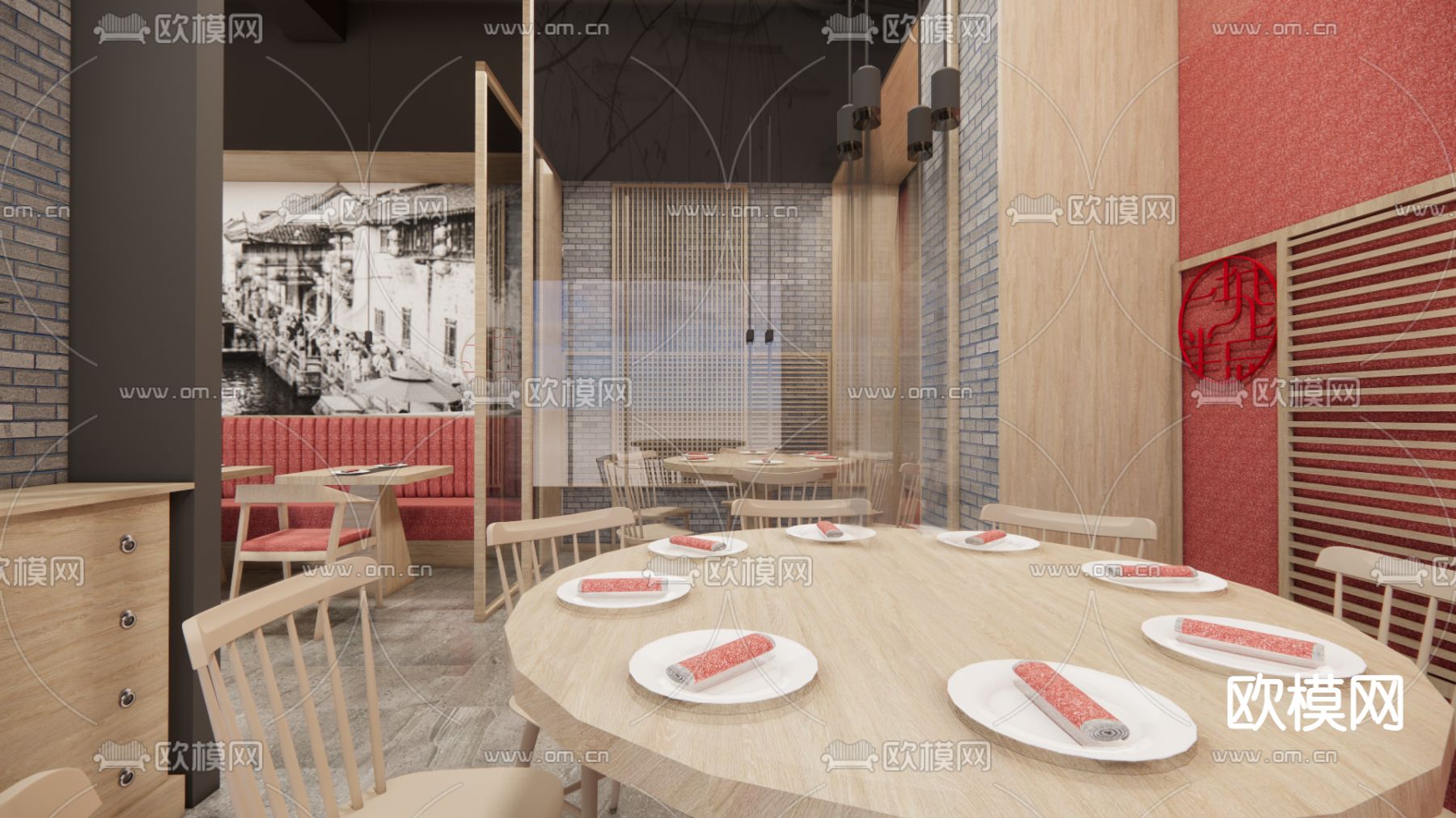 新中式中餐厅su模型