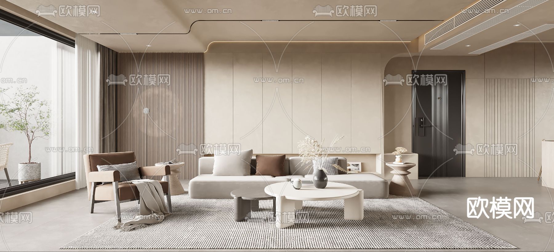 侘寂客餐厅3d模型下载（渲染图1）