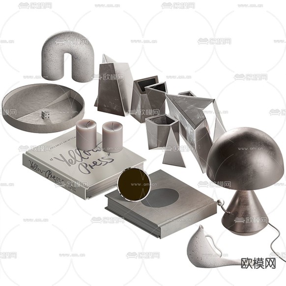现代造旧不锈钢饰品摆件3d模型下载(渲染图2)