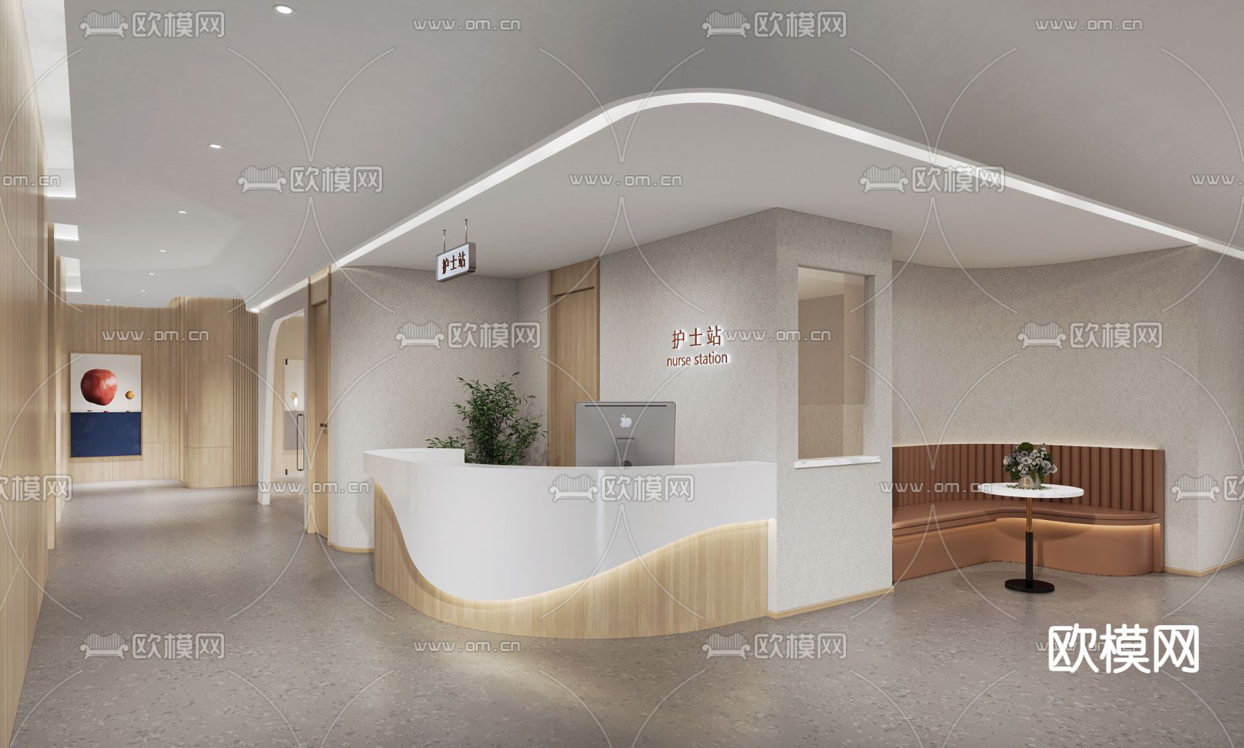 现代医院护士站3d模型下载