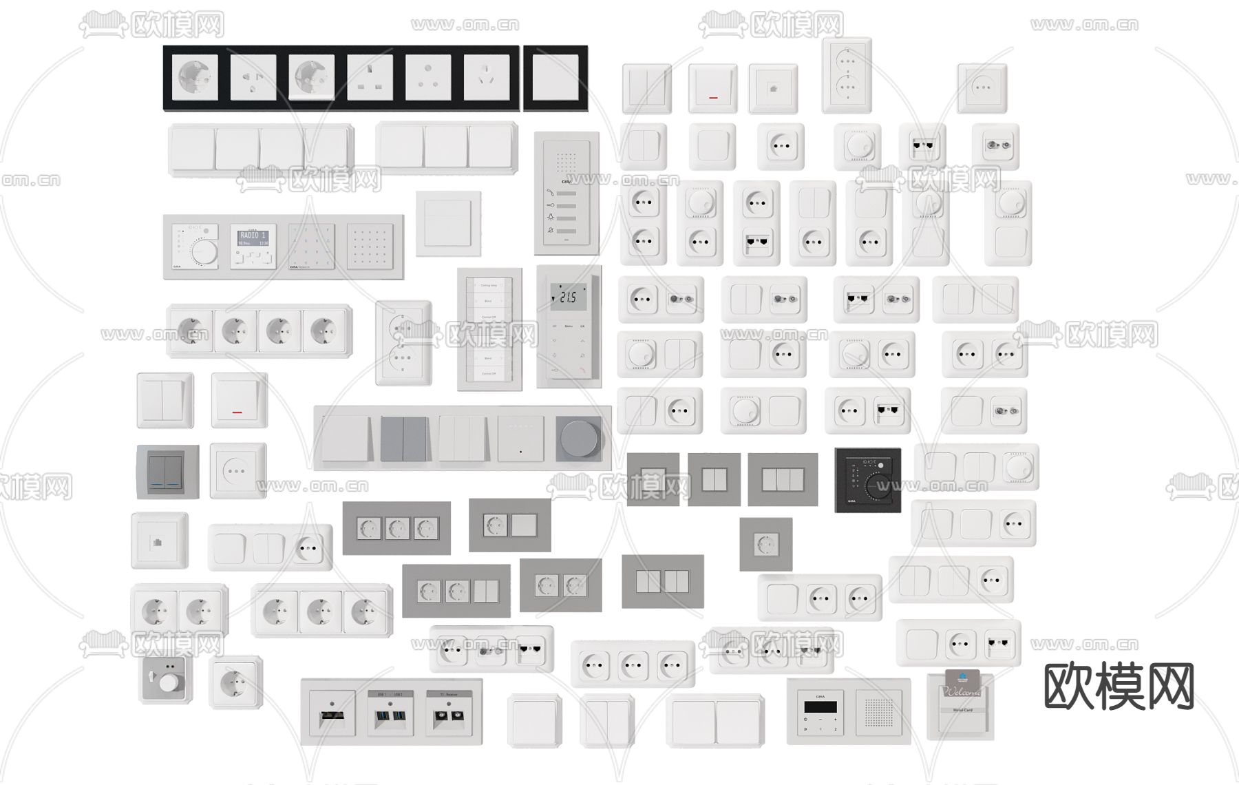 现代开关面板3d模型下载