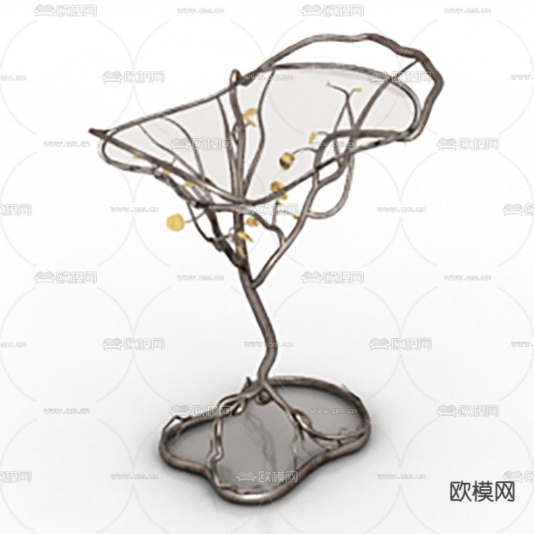 北欧轻奢不锈钢树枝艺术咖啡桌免费3d模型下载