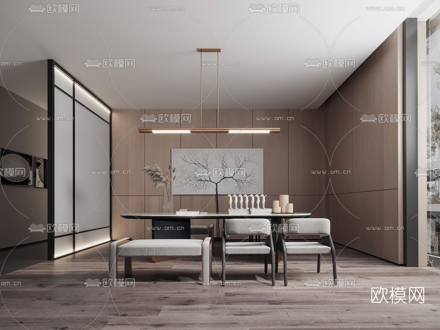 新中式茶室3d模型下载