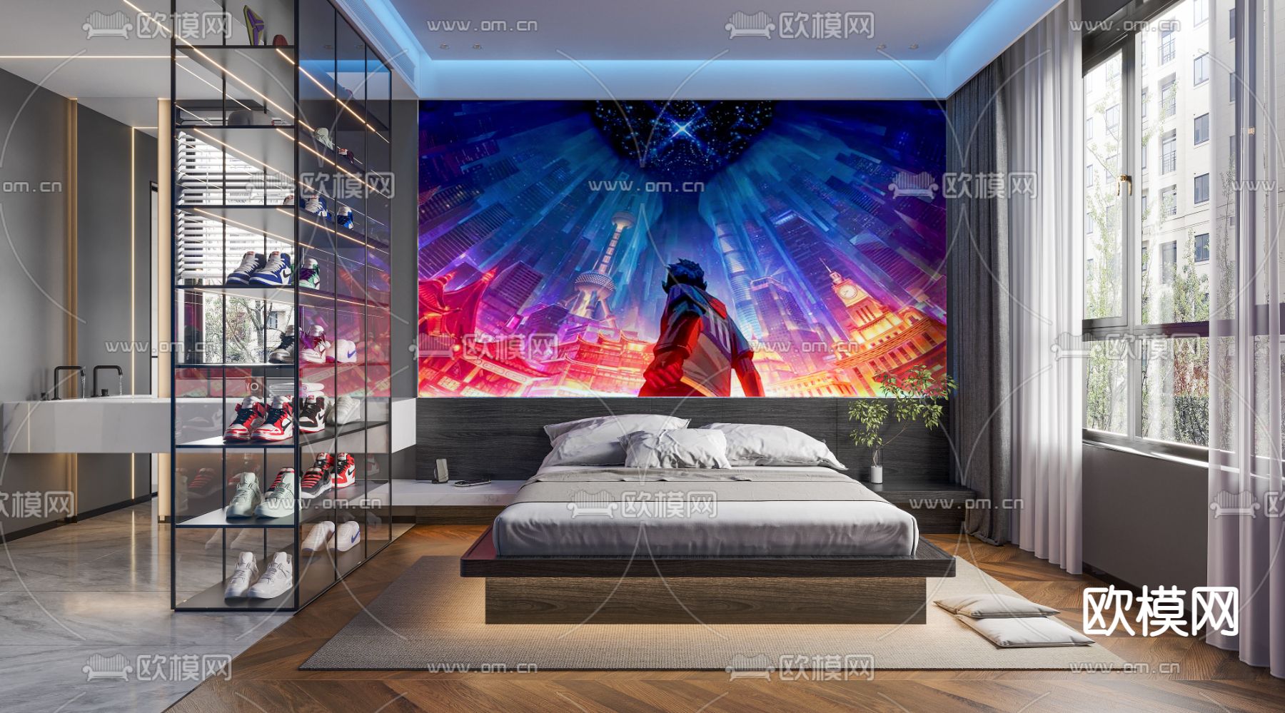 现代电竞主题卧室3d模型