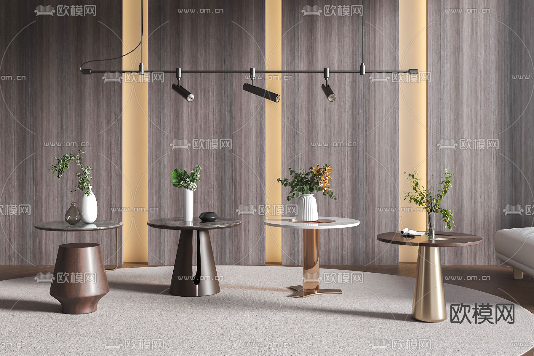 现代玻璃大理石圆几角几3d模型下载