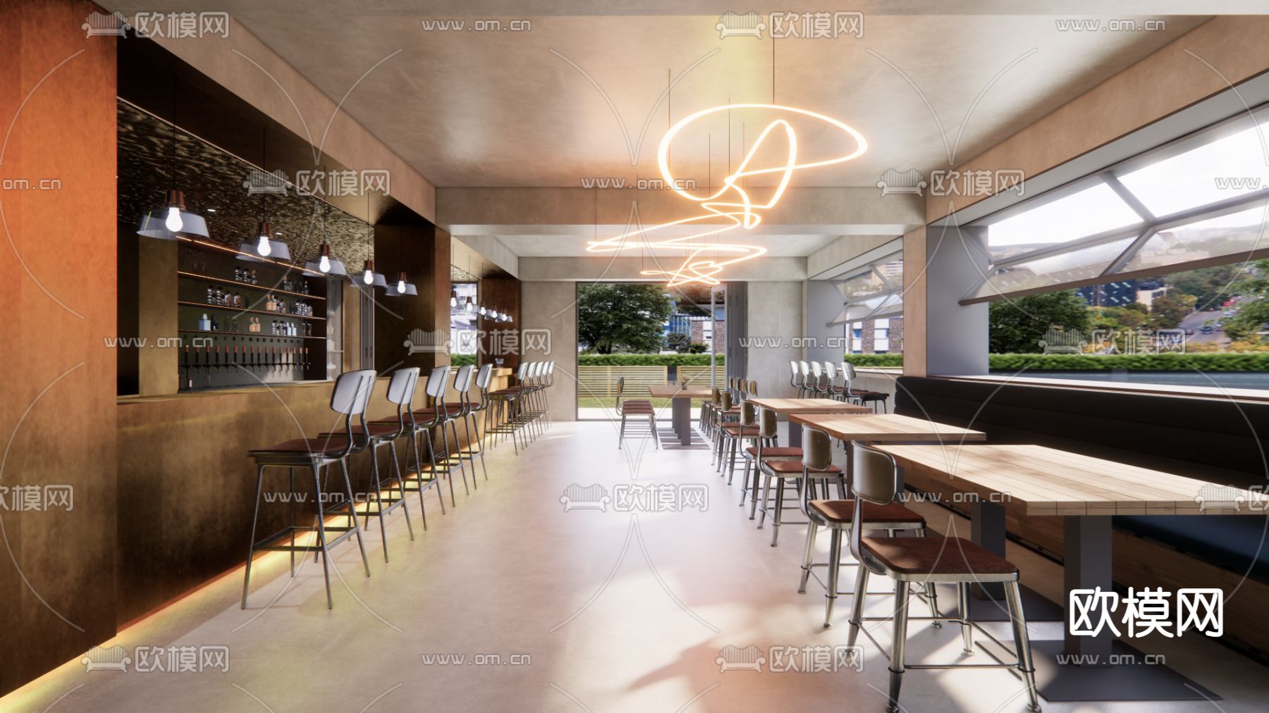 工业风酒吧su模型下载（渲染图1）