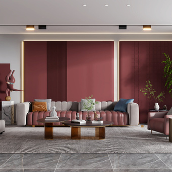 后现代客厅餐厅3d模型