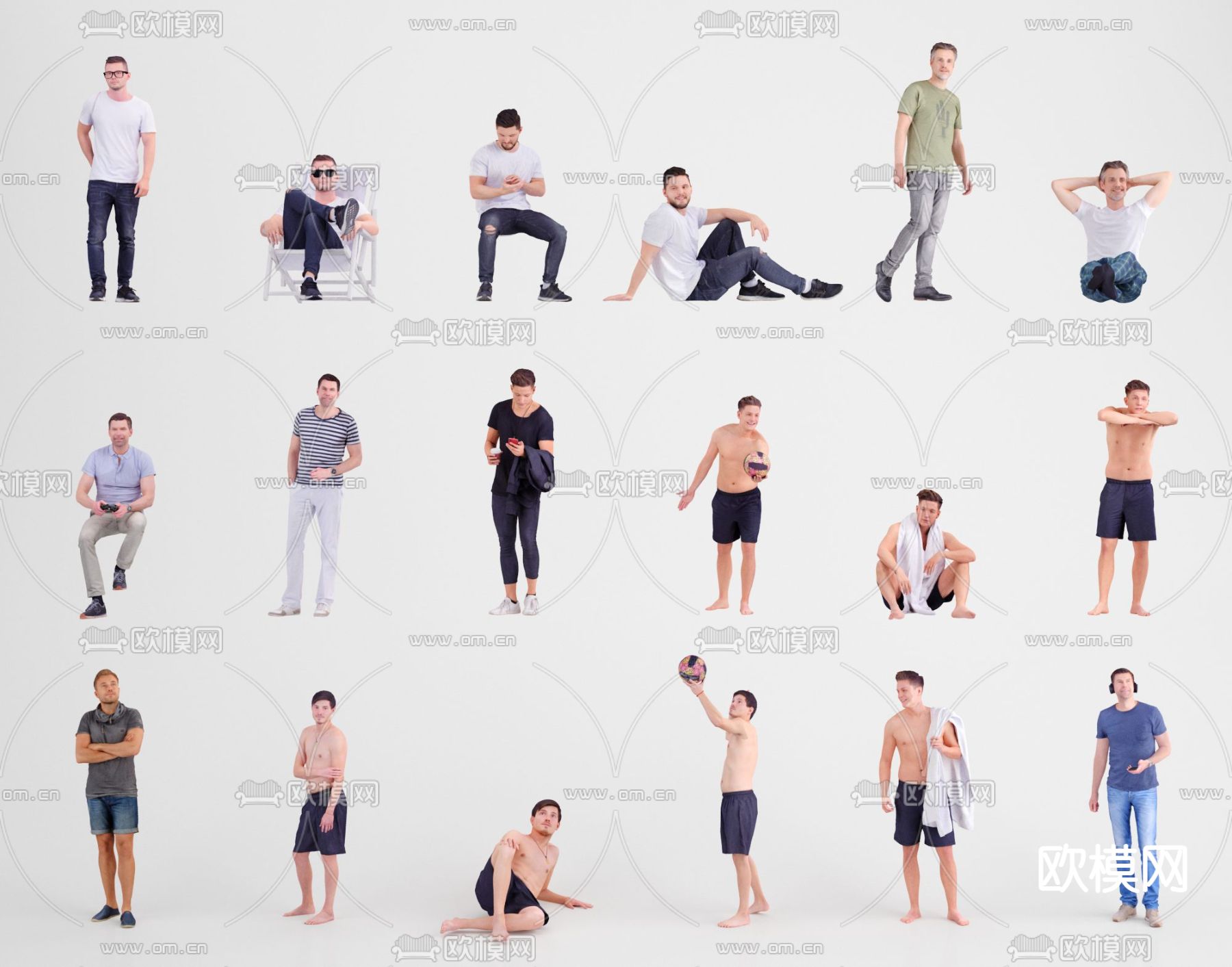 现代休闲人物3d模型下载