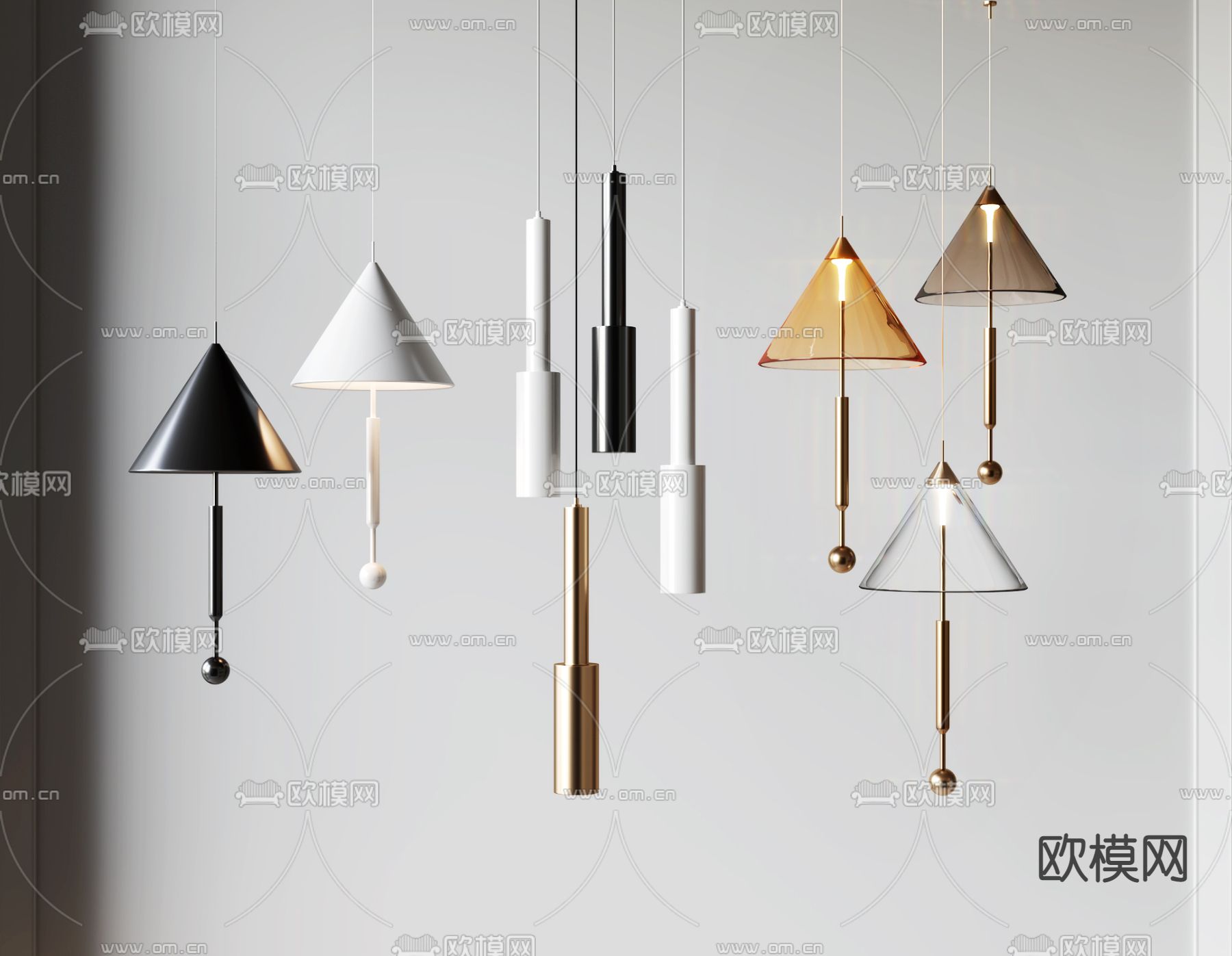 现代金属吊灯3d模型下载