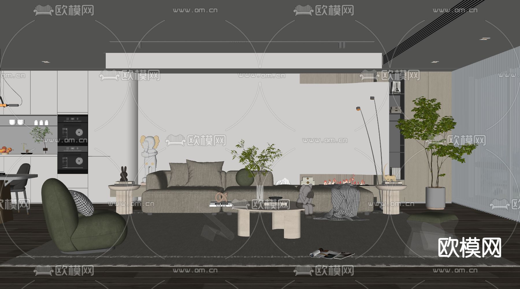现代客厅su模型