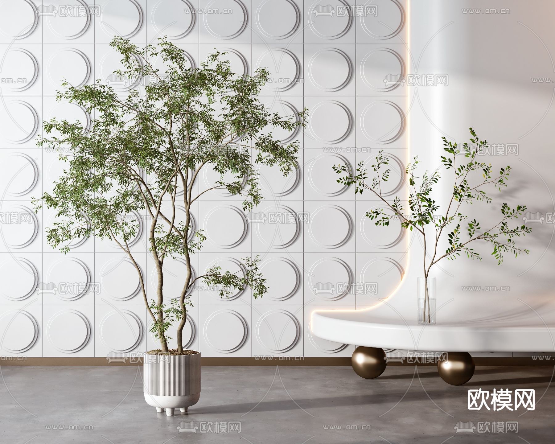 现代盆栽盆景组合3d模型